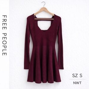 NWT Free People Shimmer Burgundy Floral Dress Size Small